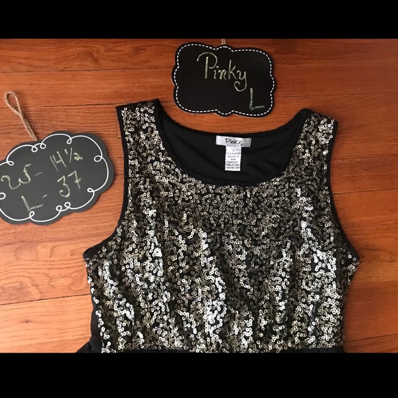 Black and Gold Sequin Sleeveless Dress - Picture 4 of 8